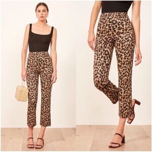 Reformation Leopard Print Marlon Cropped Pants